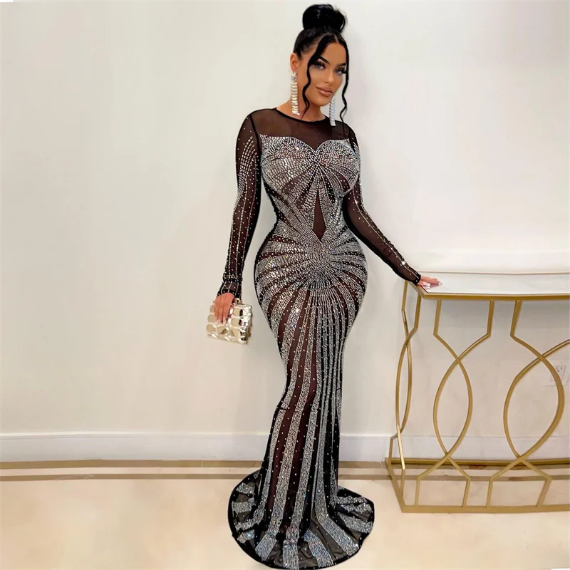 Sparkly Rhinestone Club Party Dress - Seksi Sparkly Kristal Rhinestones Denizkızı Abiye