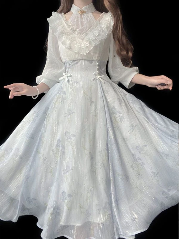 Kadınlar Çiçekli Lolita Tek Pa - French Vintage Floral Midi Dress incelemesi ve fiyatı