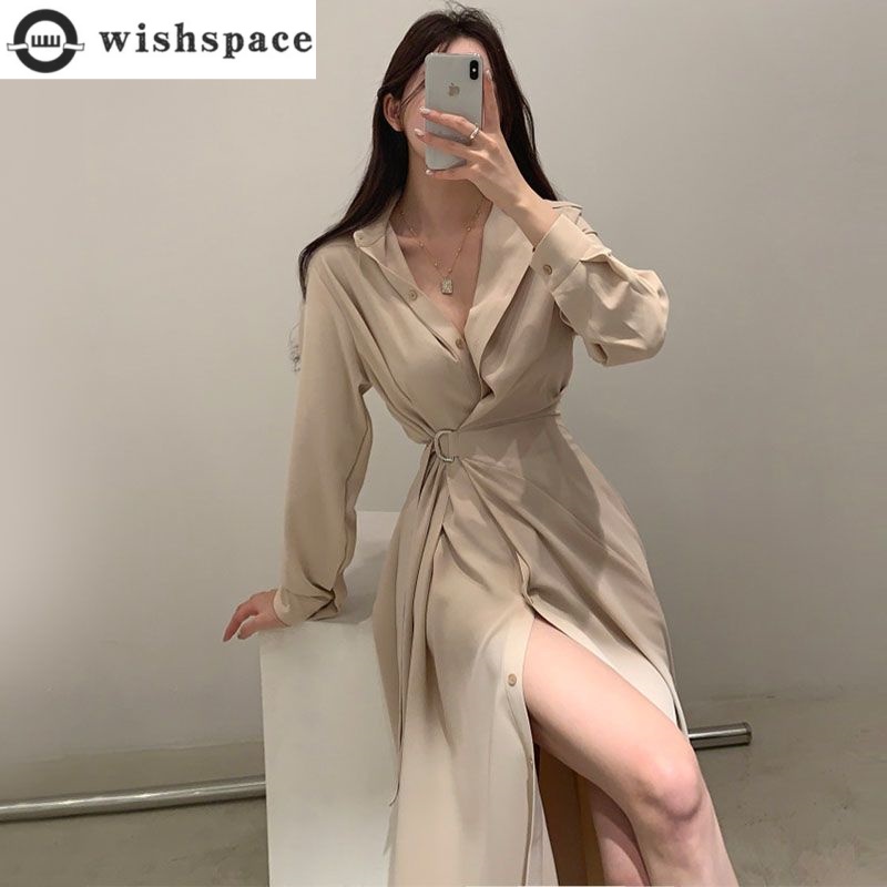 Uzun Kollu Yaka Gömlek Tarzı E - Korean Style A Line Shirt Dress incelemesi ve fiyatı