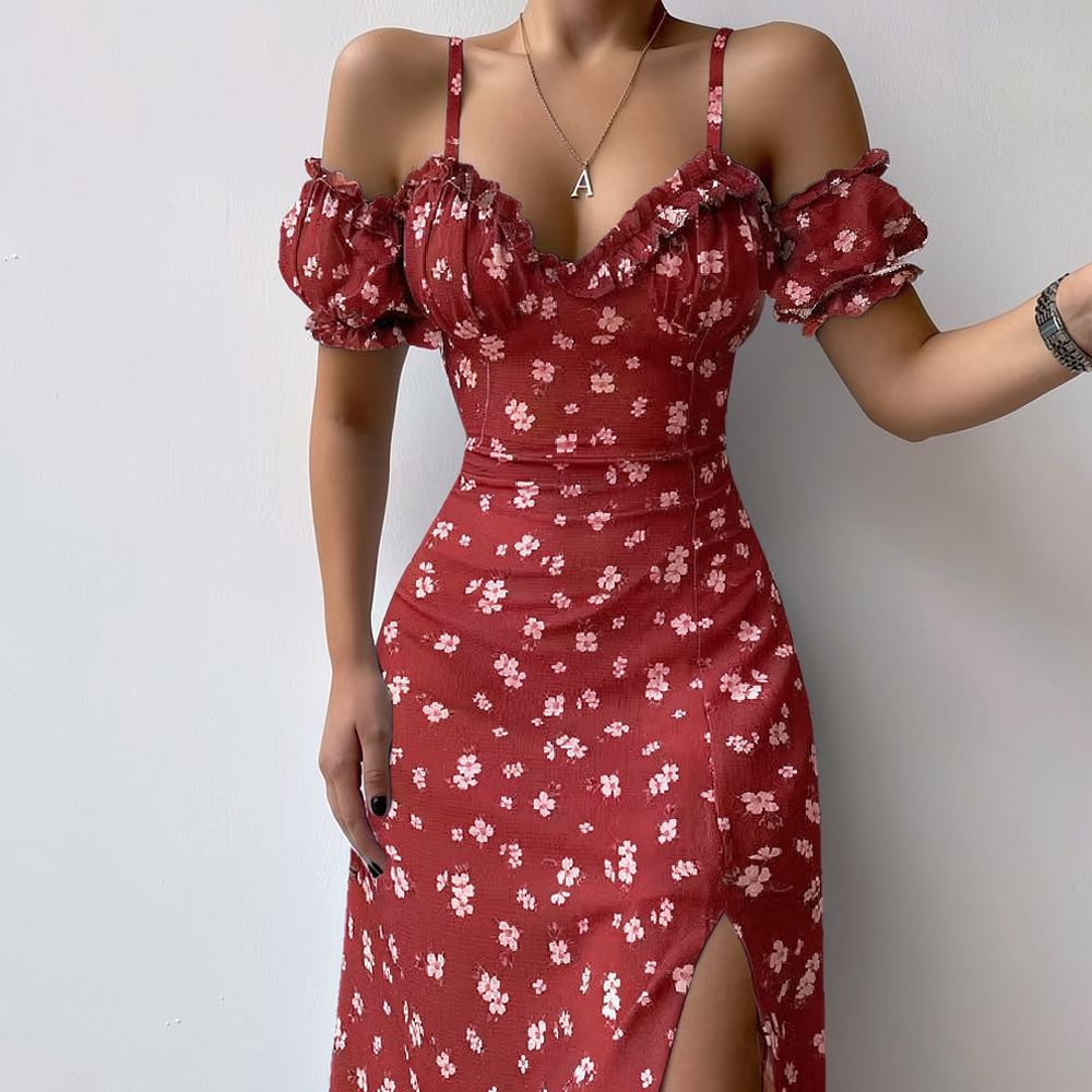 Kadın Yazlık Çiçekli Elbise Fr - French Vintage Floral Midi Dress incelemesi ve fiyatı