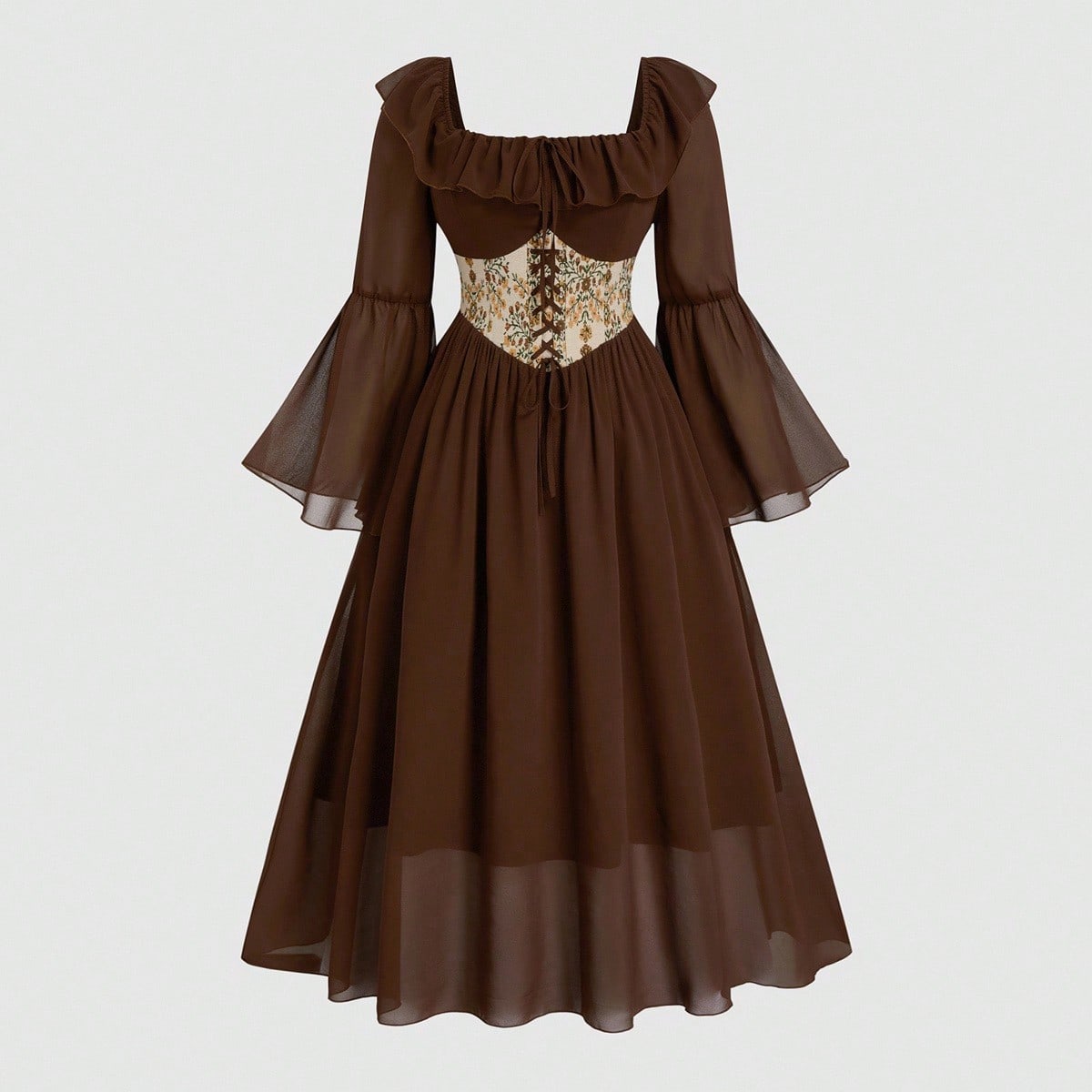 Büyük Beden Kadın Vintage Vikt - French Vintage Floral Midi Dress incelemesi ve fiyatı