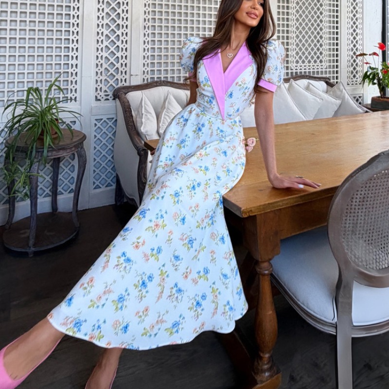 Zarif 2026 Yaz Çiçek Baskılı K - French Vintage Floral Midi Dress incelemesi ve fiyatı
