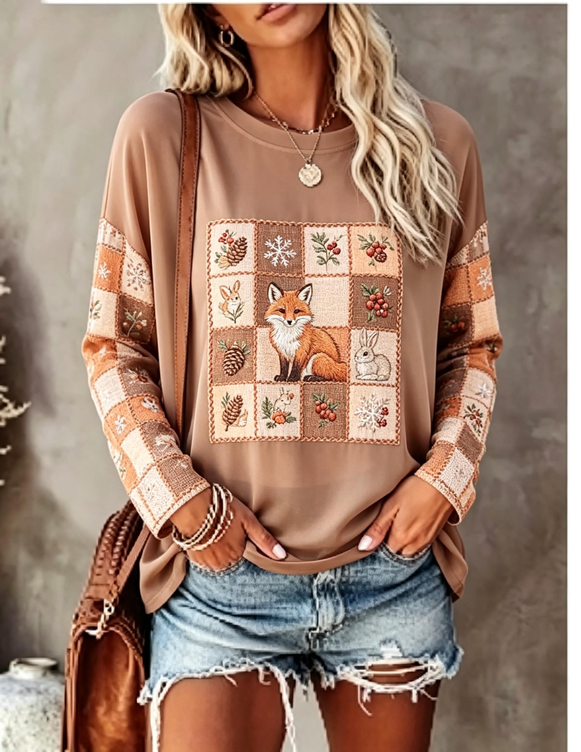 Kadın Uzun Kollu Tişört, Tilki - Blouses incelemesi ve fiyatı