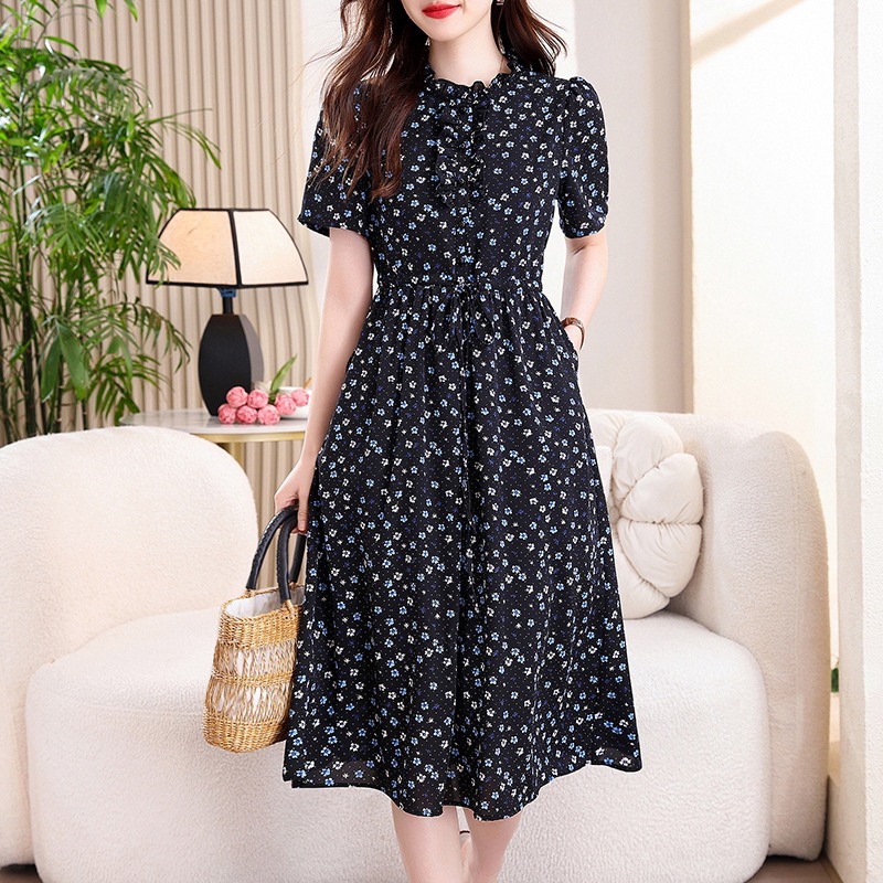 Vintage Lacivert Çiçek Baskılı - French Vintage Floral Midi Dress incelemesi ve fiyatı