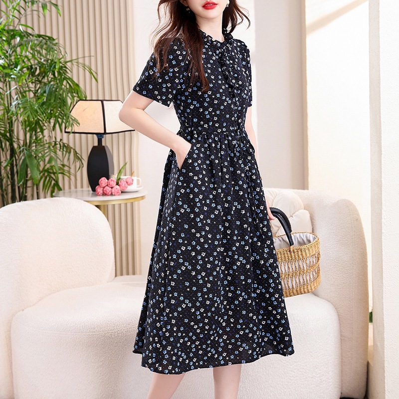 Vintage Lacivert Çiçek Baskılı - French Vintage Floral Midi Dress incelemesi ve fiyatı