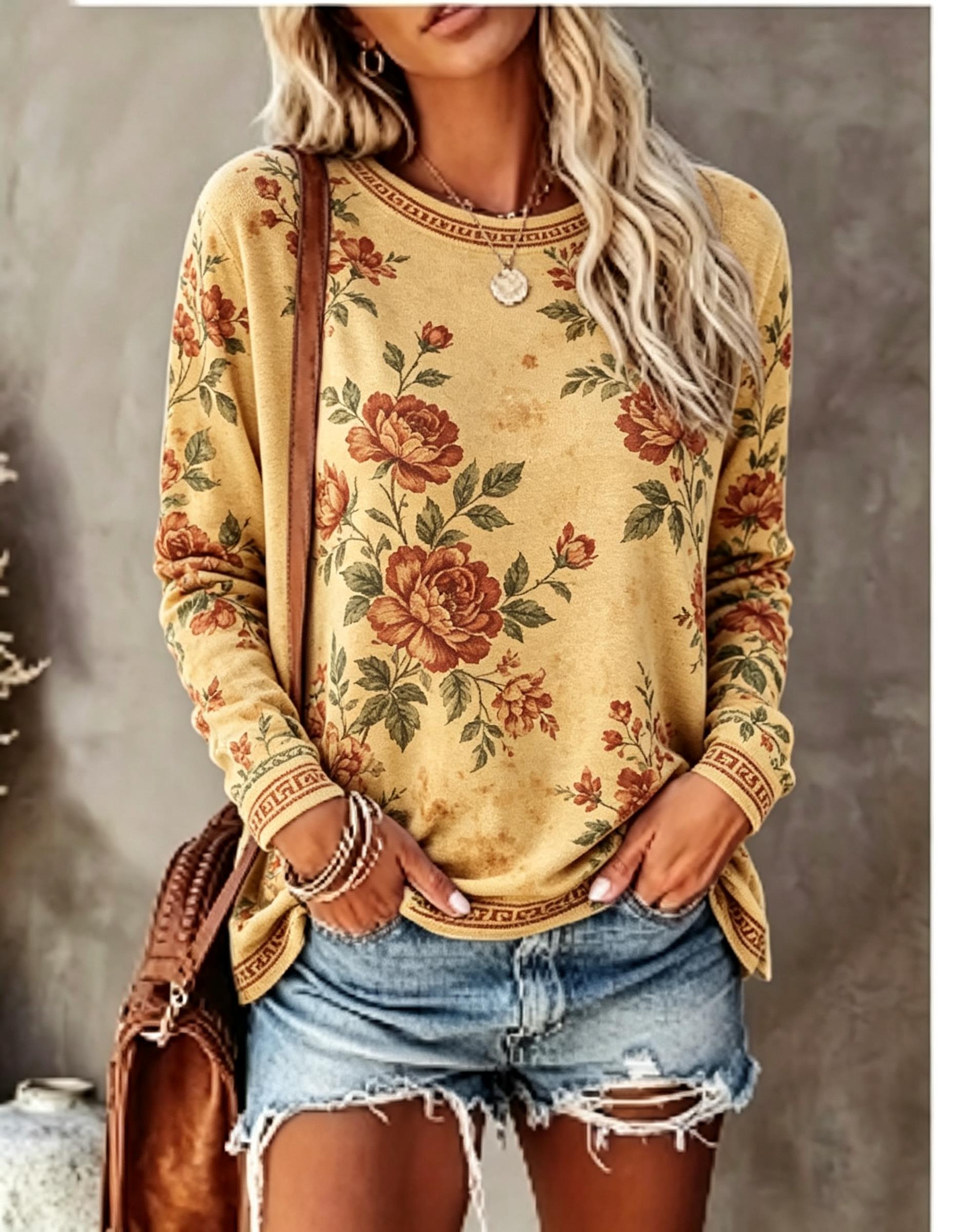 Kadın Bisiklet Yaka Uzun Kollu - Blouses incelemesi ve fiyatı